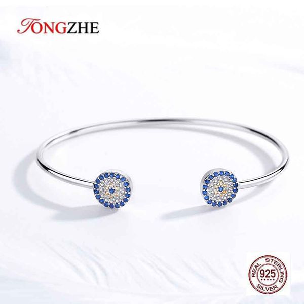 

tongzhe 925 sterling silver evil eye bracelet& bangles blue eye bracelets for women snake chain turkey jewelry, Black