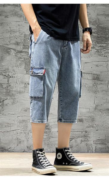 

clothing mens designer capris pants plus size big pocket cargo mens pants fashion natural color pants mens, Black