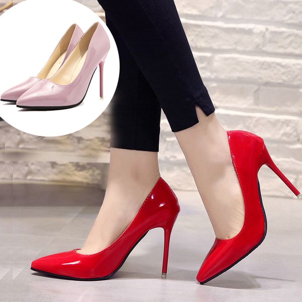 

black/white high heels womens spring and autumn all-match thin heeled pointed professional wedding shoes