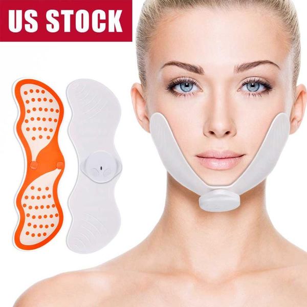 

women ems muscle stimulator facial lifting device v shape electric face massager slimming gel pads wireless muscle stimulation