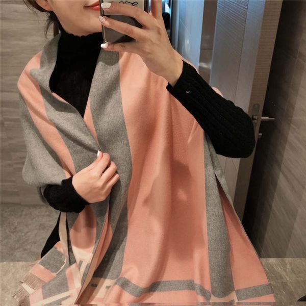 

winter fashion women silk scarf new arrival man womens splicing color scarf lattice letters scarves size 180x65cm quality, Blue;gray