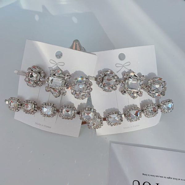 

korean crystal hair clips temperament rhinestone alloy elegant barrettes hairpins women hair accessories word clip styling tool