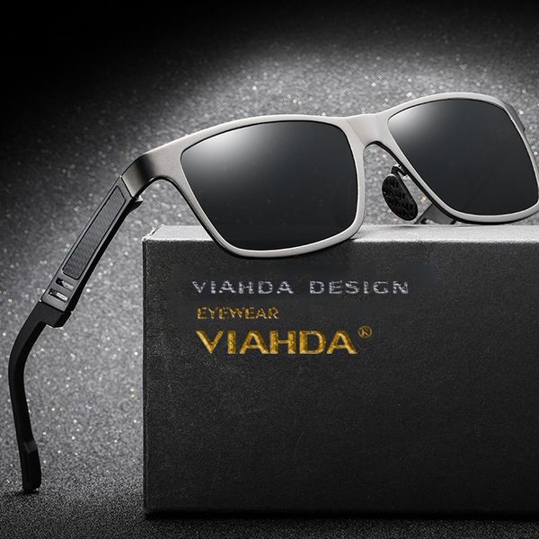 

viahda brand design men's aluminium magnesium square polarized sunglasses men women driving points sun glasses for male uv400, White;black