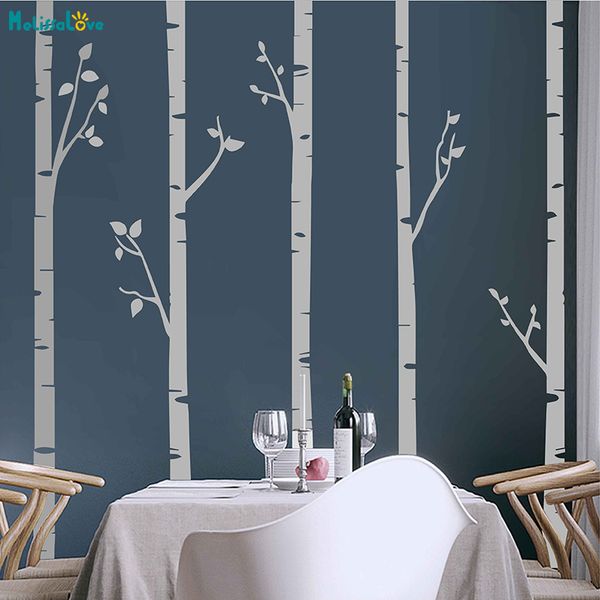 

wall stickers 244cm tall unique 5 birch trees with branches huge size for kids room nursery baby decals customize color 641