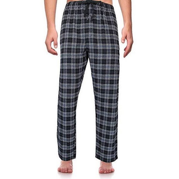 

men's sleepwear men sleep bottoms retro classic plaid prints trousers home wear loose casual high waist pants for, Black;brown