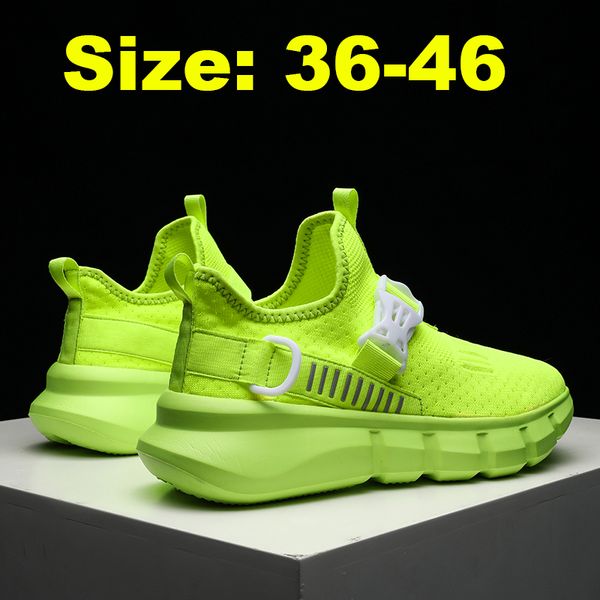 

autumn student shoes youth green yellow casual shoes buckle design slip on thick sole high quanlity men's sneakers plus size 46, Black