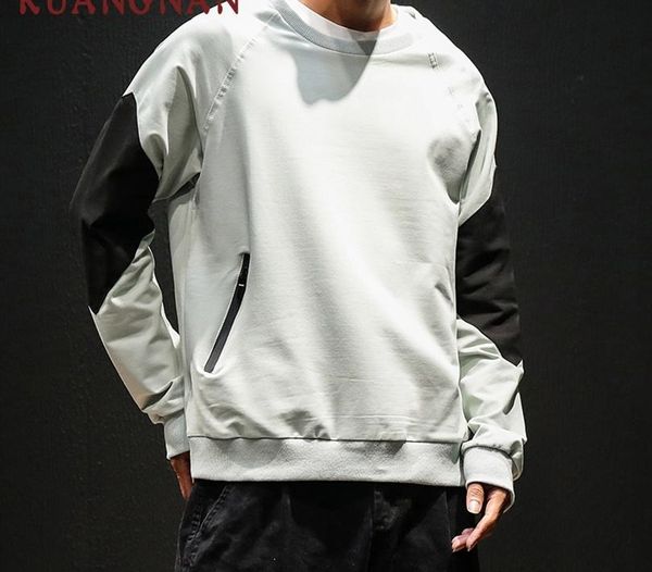 

kuangnan harajuku sweatshirts men fashions hip hop pullover sweatshirt men clothes 2018 japanese streetwear sweatshirt 5xl, Black