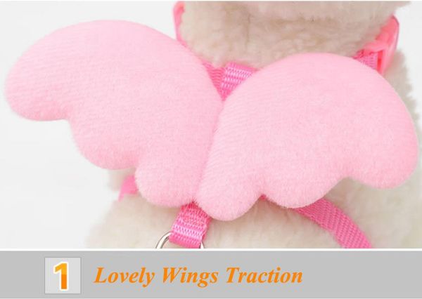 

pet accessories cute angel pet dog leashes and collars set puppy leads for small dogs cats designer wing adjustable dog harness