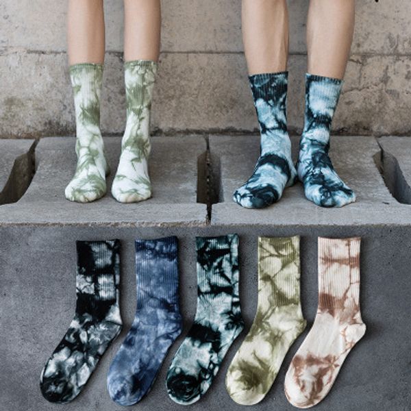 

mens tie-dye long socks fashion hip hop style street socks youth ins tiktok sports high sock 2020fw selling ins style sock wholesale, Black