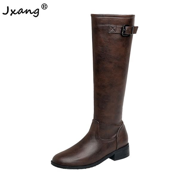 

jxang 2020 fashion women boots winter knee high boots heels quality long comfort botines thigh boot botas mujer woman ladies, Black