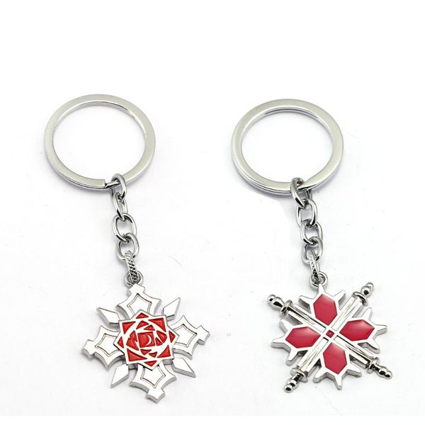 

2020 anime vampire knight keychain rose key ring holder bag charm key chain for friend gift fashion jewelry, Silver