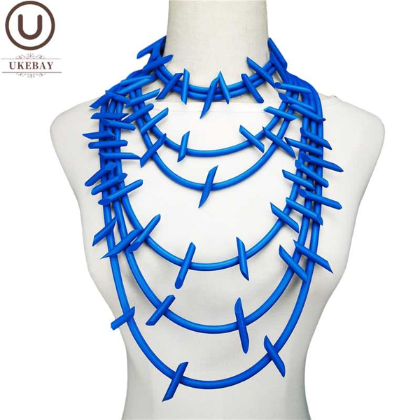 

pendant necklaces ukebay sky blue for women punk jewelry ethnic clothes accessories original design necklace wedding, Silver