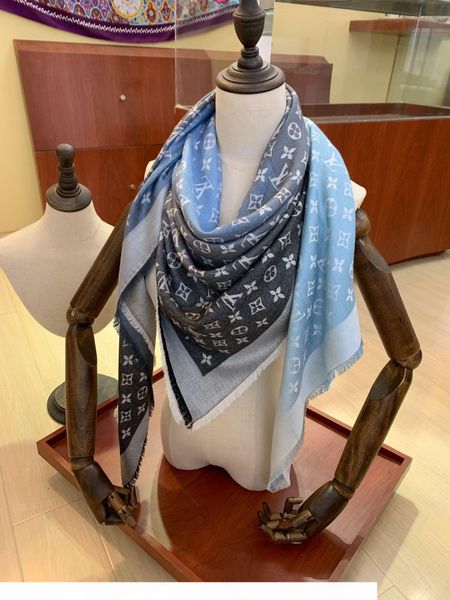 

new fashion luxury autumn winter ladies scarf color gold and silver silk thread large square scarf 140*140cm no box, Blue;gray