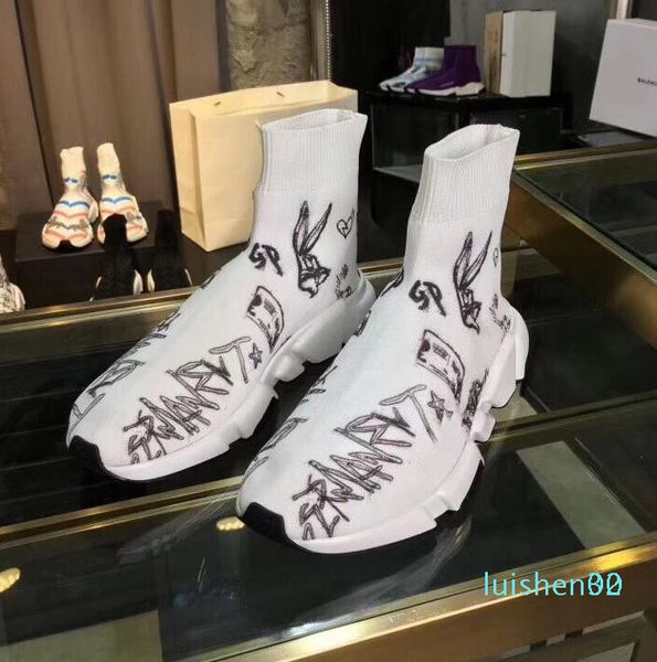 

trainers tripler speed trainer luxury designer womens casual shoes glitter brand sneakers socks runners sock shoes 1 l30, Black