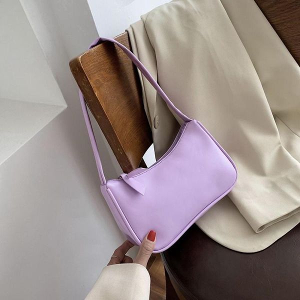 

Colorful Shoulder Bag For Women PU Leather Armpit Bag French Baguette Leisure Handbags Female Designer Mini Lady Totes Purse