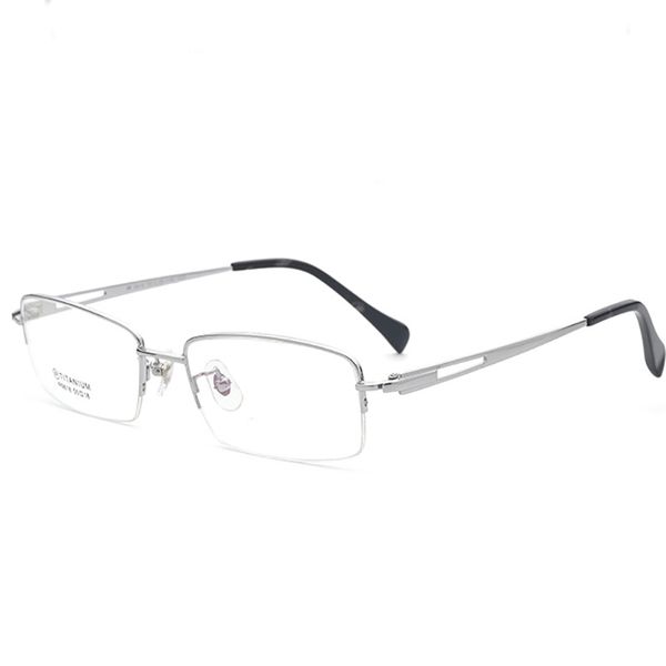 

eoouooe brand men optical glasse 100% pure titanium opticas for male half frame eyeglass oculos eyewear gafas silver gold black