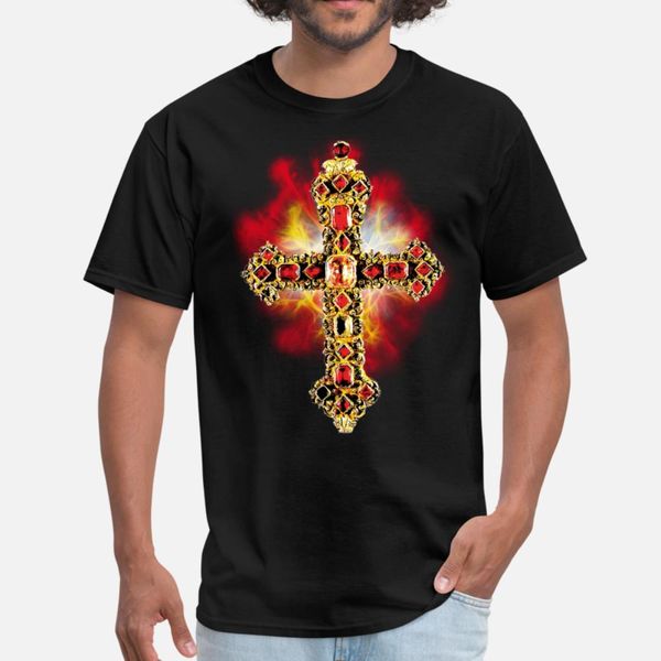 

golden cross recious stones diamonds glamor luxury t shirt men printed 100% cotton s-xxxl cool fitness comical spring leisure shirt