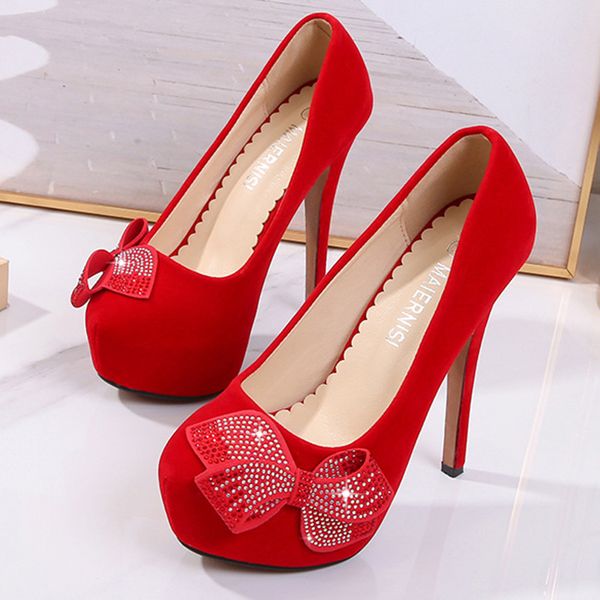 

dance high heels prom party pumps daily ladies high heels 35-42 43 44 45 46 14 cm flock brand party t stage shoes, Black