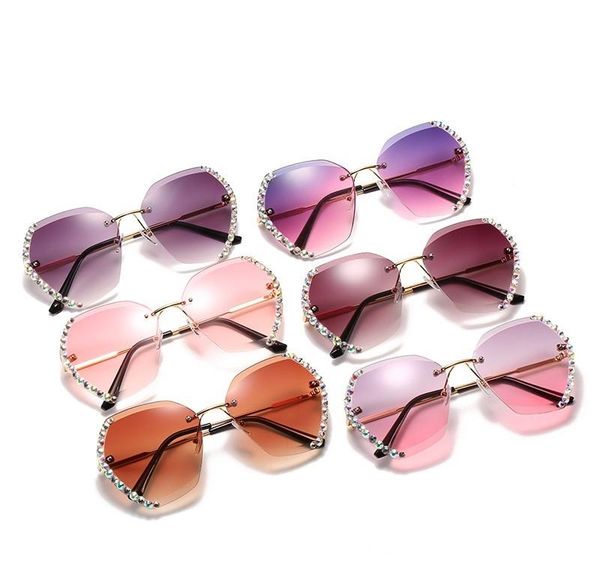 

мода rimless солнцезащитные очки женщин 2020 дизайнер солнцезащитные очки женский классический vintage uv40003, White;black