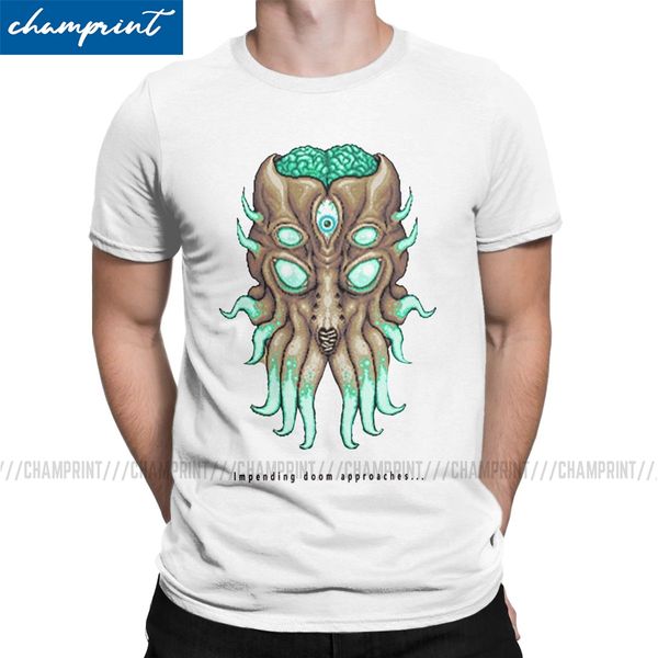 

men's t-shirt lmpending doom approaches moon lord vintage tees terraria game eye of cthulhu t shirts crewneck clothes gift idea