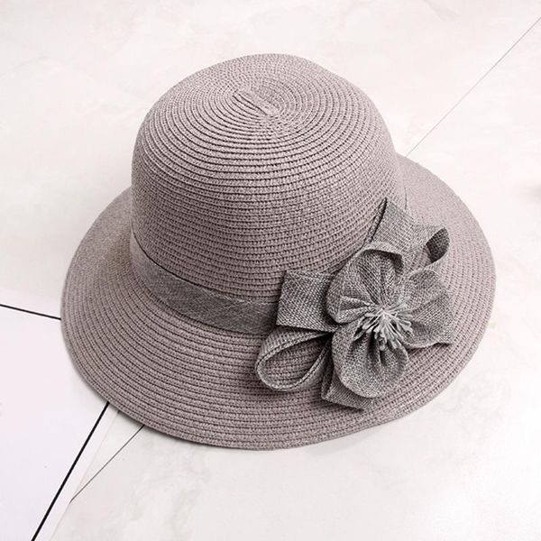 

women party straw holiday daily dating hat beach casual summer sunshade travel shopping flowers wide brim, Blue;gray
