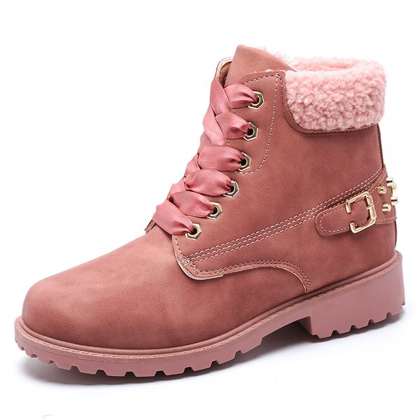 

winter boots women's boots plus cotton velvet warm snow rivet big size 36-43, Black