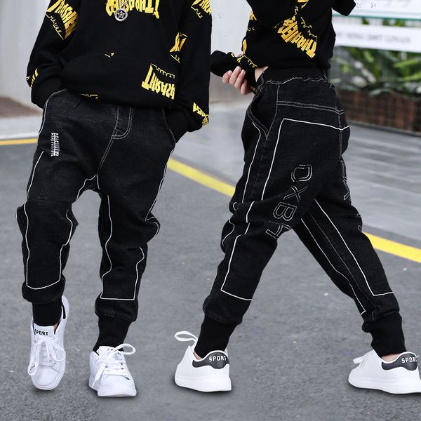 

baby girls boys jeans demin legging elastic menina blue/black pants children cotton trouser for kids clothes 1 2 3 4 5 6 years lj200819