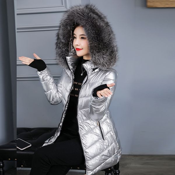 

winter women parkas 2020 casual thicken warm padded big fur jackets coat female outwear snow jacket -25 to -10c wear s-3xl, Black