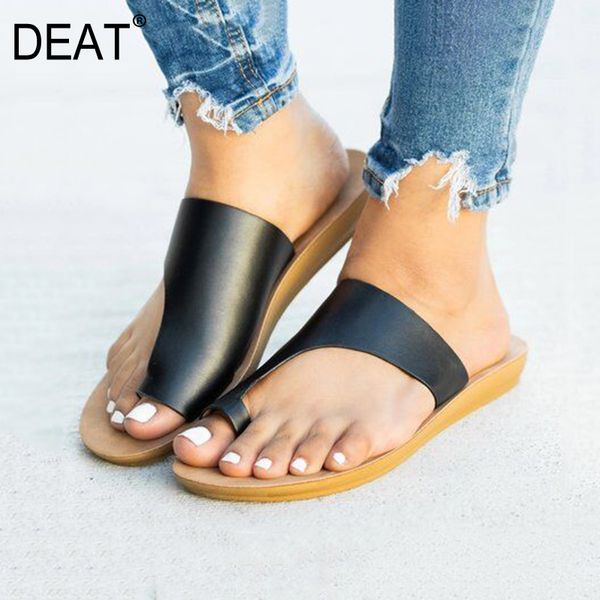 

deat] 2020 новая весна лето круглый toe shallow pu кожа сплит toes западный стиль тапочки женская обувь мода tide 10i243, Black