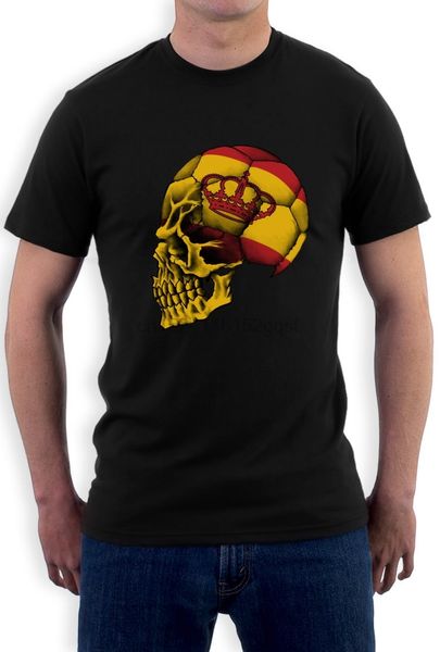 

new fashion men fashion classic spain flag skull t-shirt footballer fanbiker t shirtsnew 2018 cotton short-sleeve