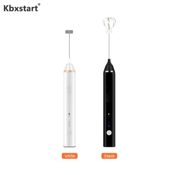 

blender kbxstart portable handheld milk frother usb rechargeable mixer with 2 whisk head 3 gear mini liquidificador