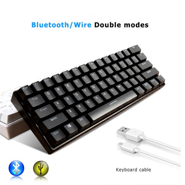 

colorful backlit bluetooth wireless keyboard gaming keyboards slim 61 keys rgb single backlit keys game player support wins/android/ios