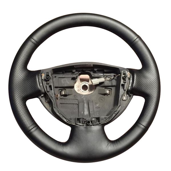 

diy genuine leather car steering wheel cover for logan 1 / sandero 1 / clio 2 /lada largus 1/ protect steering-wheel