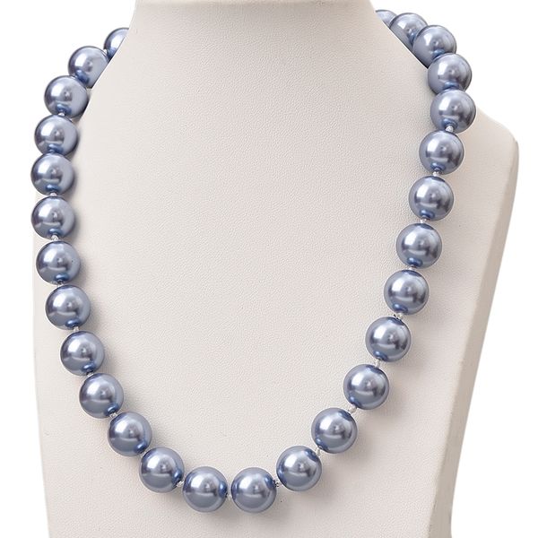 

chains wholesale 12mm round pearl necklace making handmade diy simple imitation pearls charm statement women gifts 18inch h793, Silver