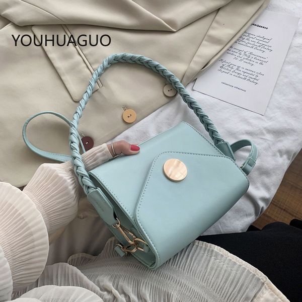 

woven shoulder strap underarm bag baguette bags mini pu leather shoulder bags for women 2020 chain design luxury hand bag