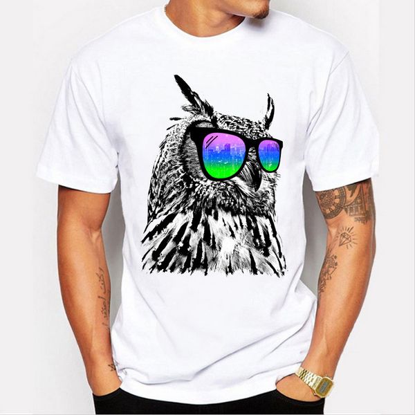 

mens t-shirt fashion cool owl t shirt men owl with glasses 3d print t shrit homme hipster basic shirt male streetwear