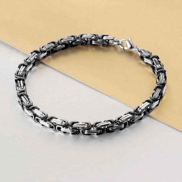 

6mm black color stainless steel byzantine chain bracelets for men male hip hop strong bracelet gifts dropshipping jewelry