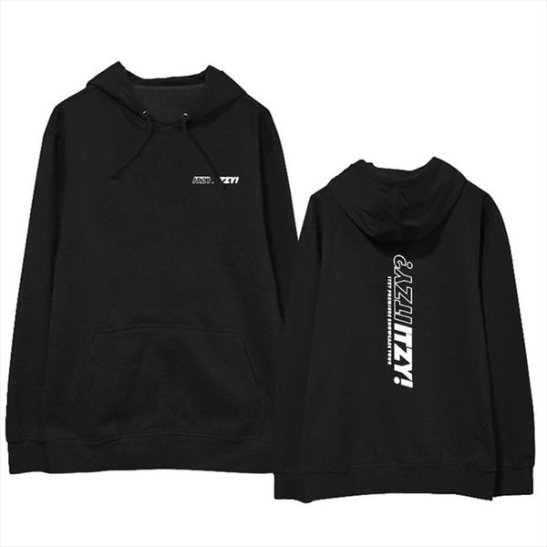 

kpop itzy витрина tour альбом hoodie hip hop повседневная одежда сыпучие пуловер отпечатано с длинным рукавом фуфайки wy1314, Black