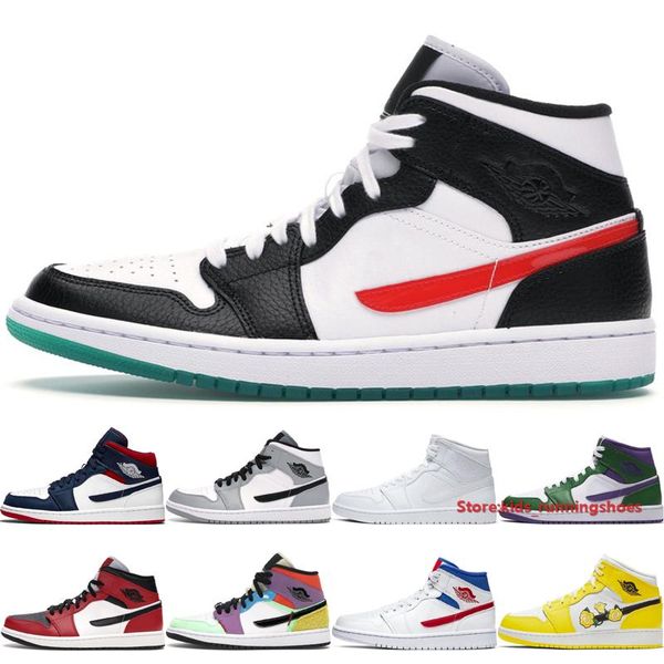 

highest qualityjumpman 1 mid basketball shoes for men women sneakers white lucid green game royal chicago toe sports shoes size, Black