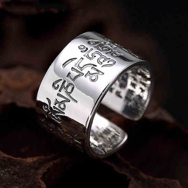 

999 sterling silver буддийская сутра сердца будды mantra открытие кольца