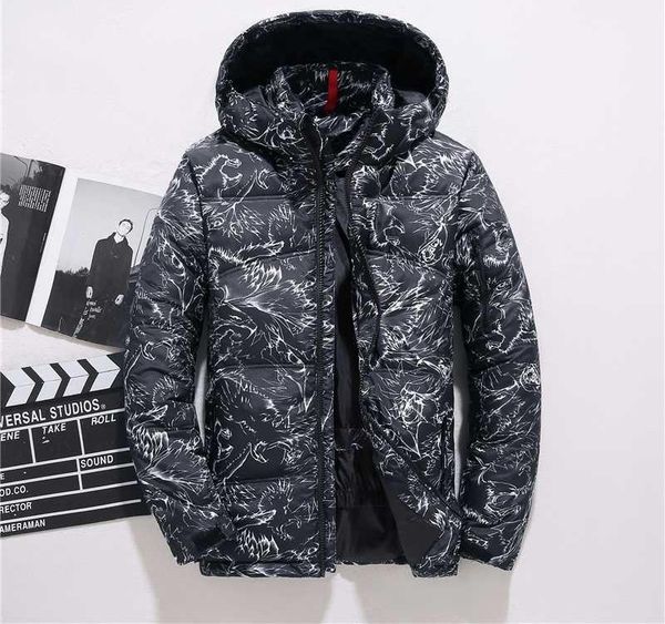 

white duck down jackets men winter warm parka camouflage overcoat casual slim hooded doudoune homme thermal windbreaker003, Black