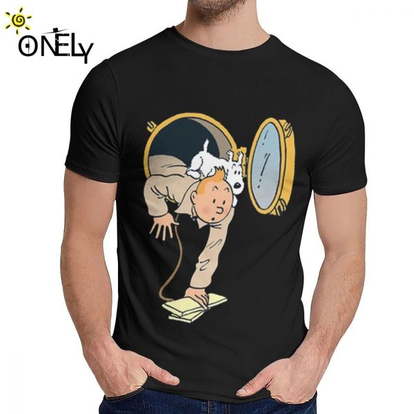 

the adventures of tintin t shirt leisure round collar anime man's retro organic cotton classic s-6xl camiseta