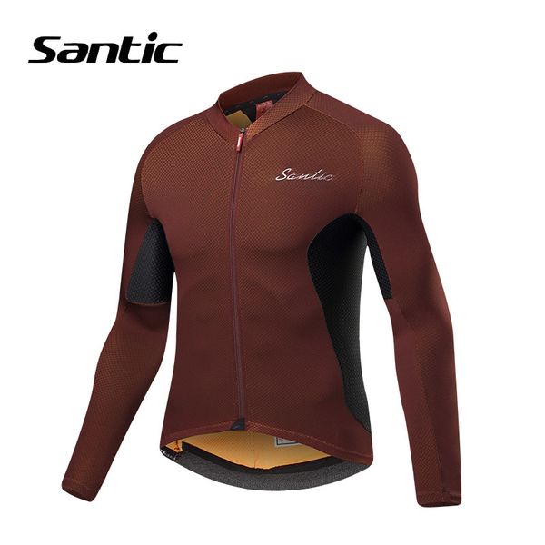 

santic cycling jersey spring autumn bicycle jersey men long sleeve breathable quick dry bike cycling clothing maillot, Black;red