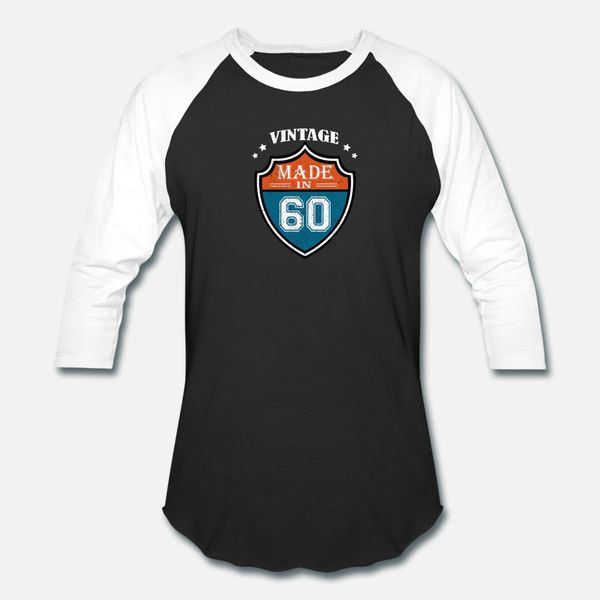 

vintage made in 60 1960 birthday gift t shirt men design short sleeve round neck clothes interesting humor spring autumn vintage shirt, White;black
