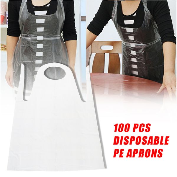 

100pcs adults lace up disposable pe apron for cooking sanitary cleaning