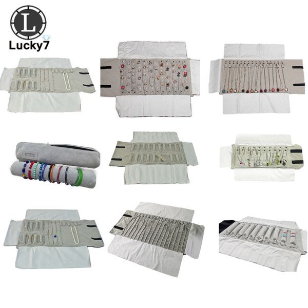 

factory wholesale jewelry roll bag portable case gray velvet organizer multi functional necklace rings earrings storage box mx200810, Black;white