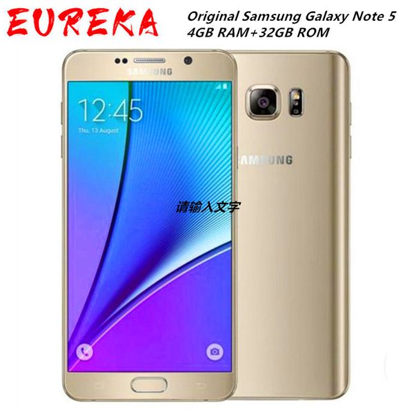 Desbloqueado Samsung Galaxy Note 5 N920A Telefones Móveis 4GB RAM 32GB ROM 16MP GPS WiFi 4G LTE Celular