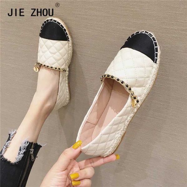 

chain design women flats casual canvas shoes woman loafers breathable female espadrilles driving footwear zapatos muje, Black