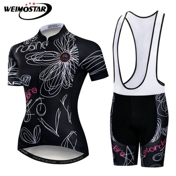 

weimostar black cycling jersey set women short sleeve quick dry mtb bike clothing summer pro team road racing bicycle clothes, Black;blue