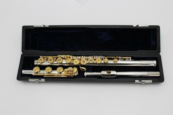 

new offset 17 open hole b foot silver plated c key flute gold plaed keys musical instrument with case ing